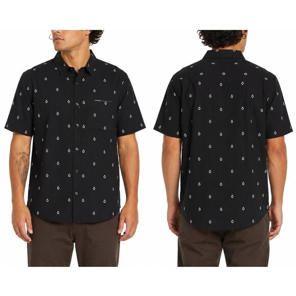 Volcom Other - Volcom Men's Patterson Short Sleeve Button Up Shirt Black Geometric Stone L